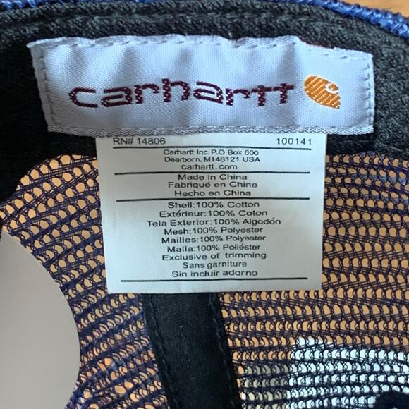 Carhartt Blue Mesh Trucker Snap Back Cap Hat One Size Adjustable New - Picture 9 of 9